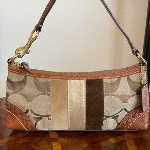 COACH Signature C Baguette suede purse